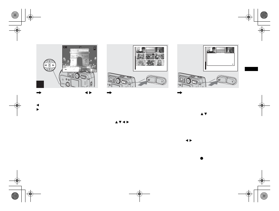 Viewing index (9 or 3 images display), Viewing index, 9 or 3 images display) | Sony DSC-P71 User Manual | Page 37 / 108