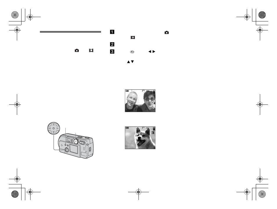 Choosing a focus method, Multi af/center af) | Sony DSC-P71 User Manual | Page 58 / 108