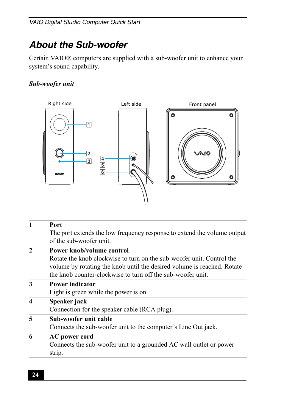 About the sub-woofer woofer | Sony PCV-RZ49 User Manual | Page 24 / 84