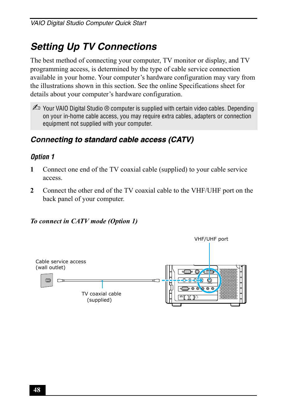 Setting up tv connections | Sony PCV-RZ49 User Manual | Page 48 / 84