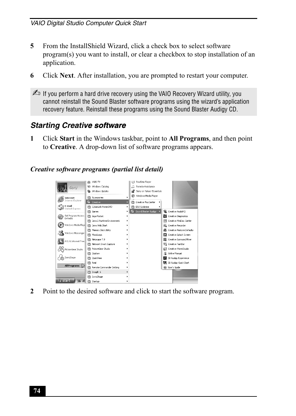 Sony PCV-RZ49 User Manual | Page 74 / 84