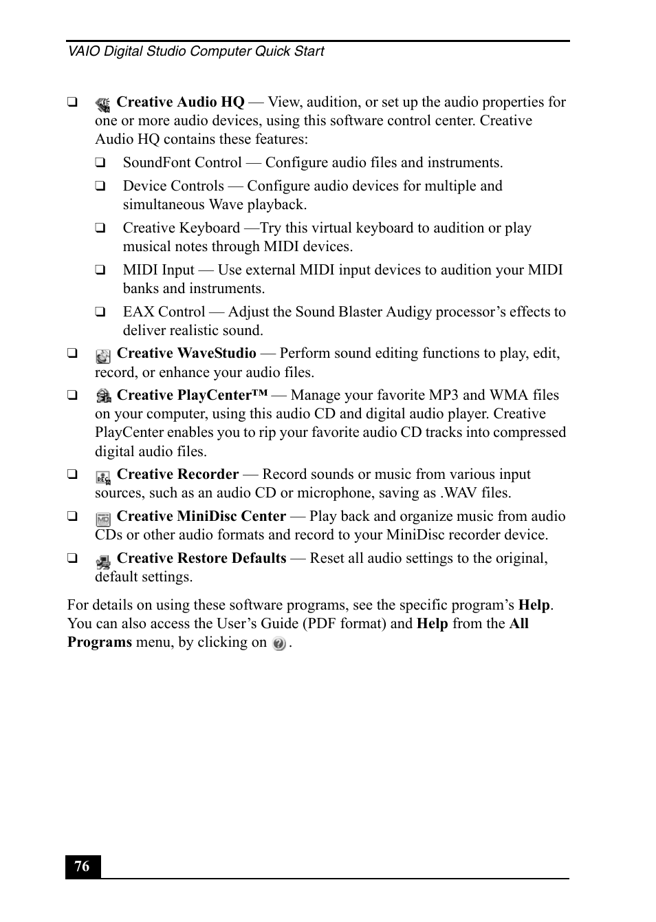 Sony PCV-RZ49 User Manual | Page 76 / 84