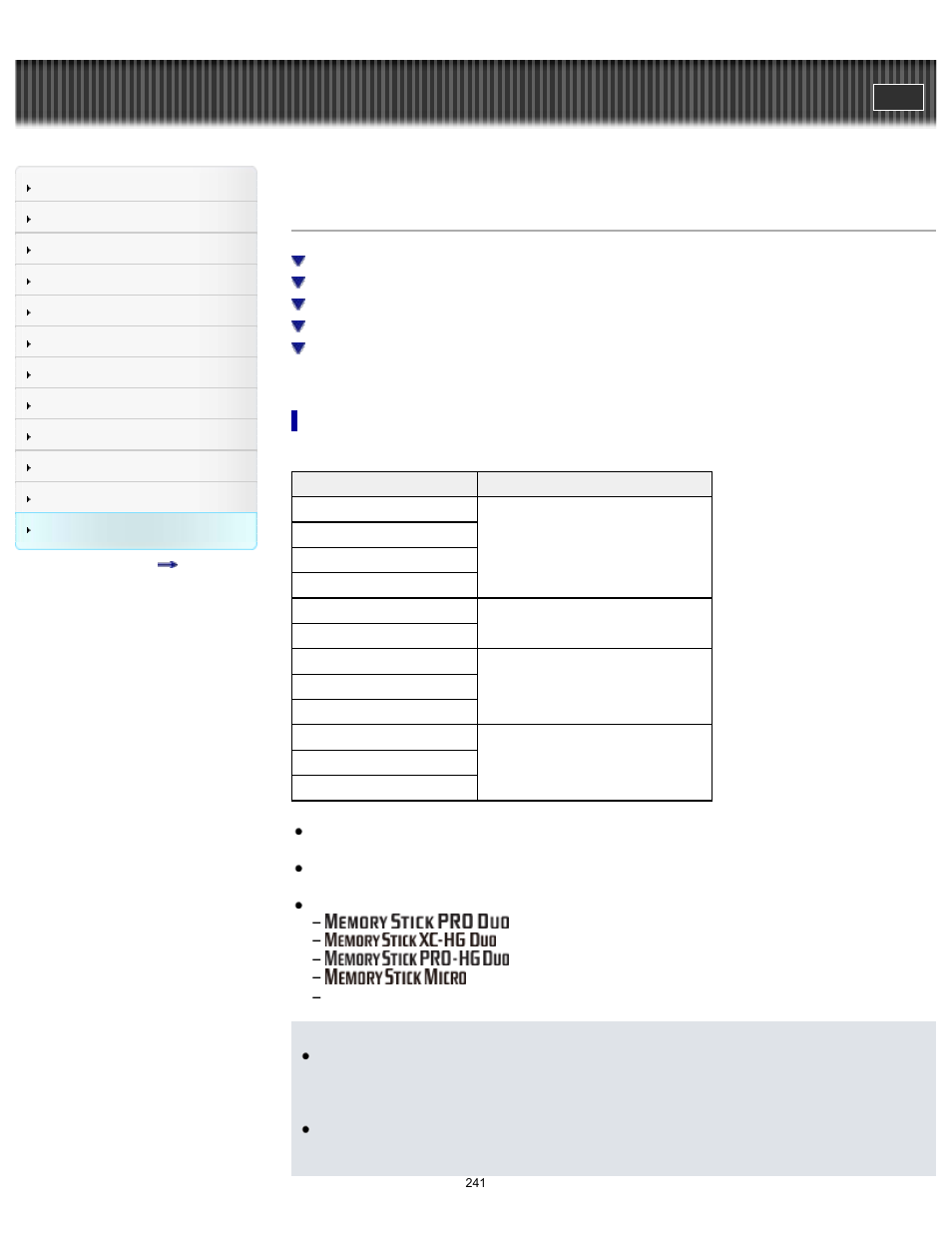 Memory card, Details, Cyber-shot user guide | Sony DSC-WX80 User Manual | Page 241 / 252