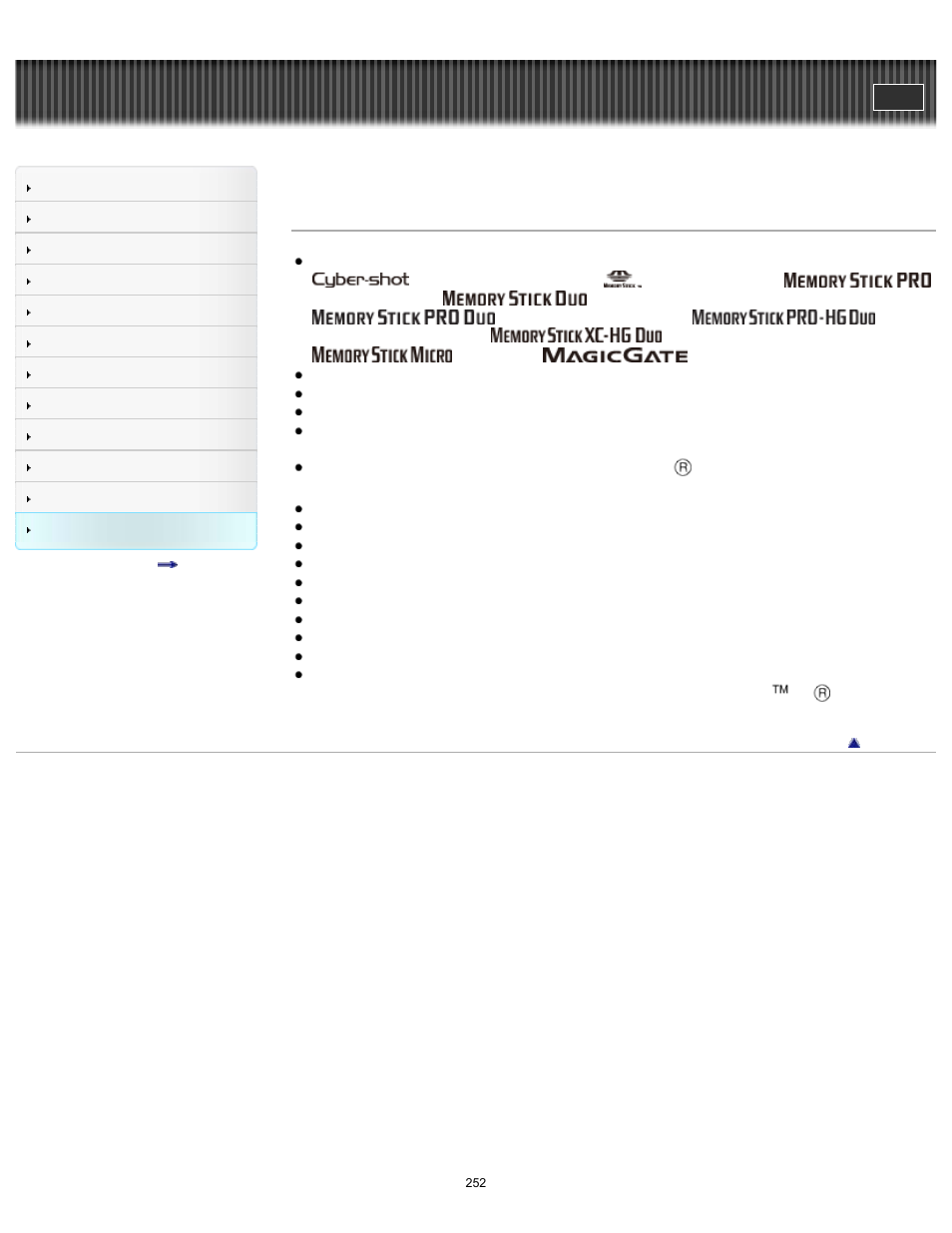 Trademarks, Cyber-shot user guide | Sony DSC-WX80 User Manual | Page 252 / 252