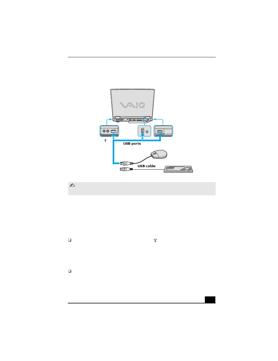 H3 - disconnecting a mouse or keyboard, H3 - frequently asked questions, Disconnecting a mouse or keyboard | Frequently asked questions, Usb ports usb cable | Sony PCG-GRV550 User Manual | Page 93 / 183