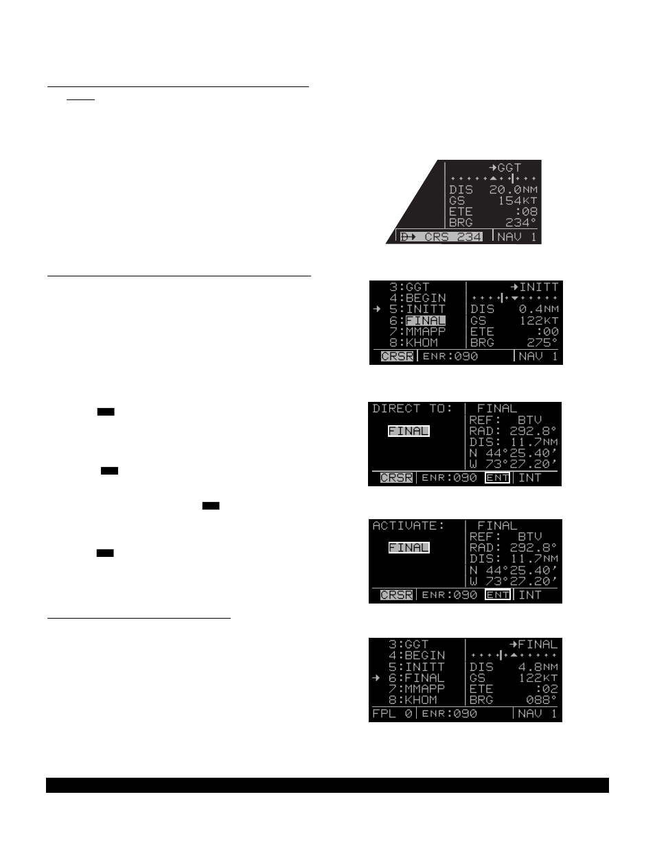 6 going direct-to a waypoint while in the obs mode, 7 activating a waypoint while in the obs mode, 8 changing the cdi scale factor | BendixKing KLN 90B User Manual | Page 139 / 198