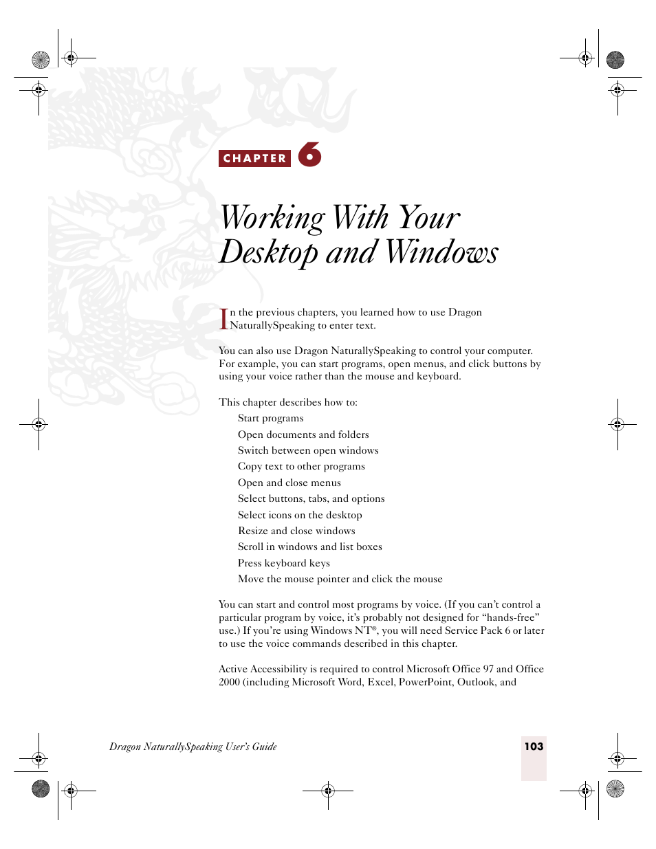 Working with your desktop and windows, C h a p t e r 6, Working with your desktop and window | Sony ICD-R100VTP User Manual | Page 109 / 222