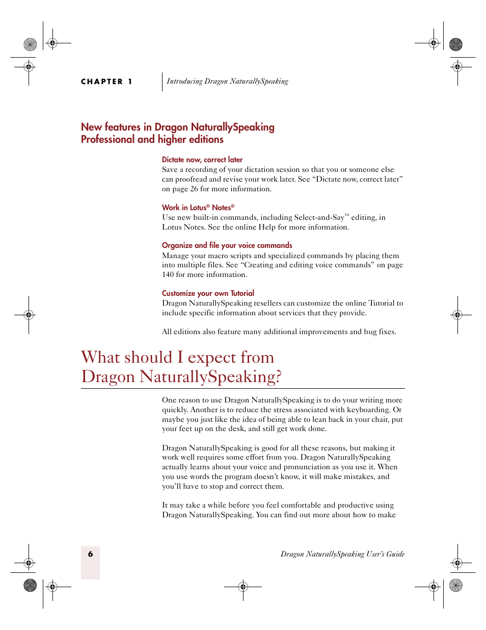 What should i expect from dragon naturallyspeaking | Sony ICD-R100VTP User Manual | Page 12 / 222