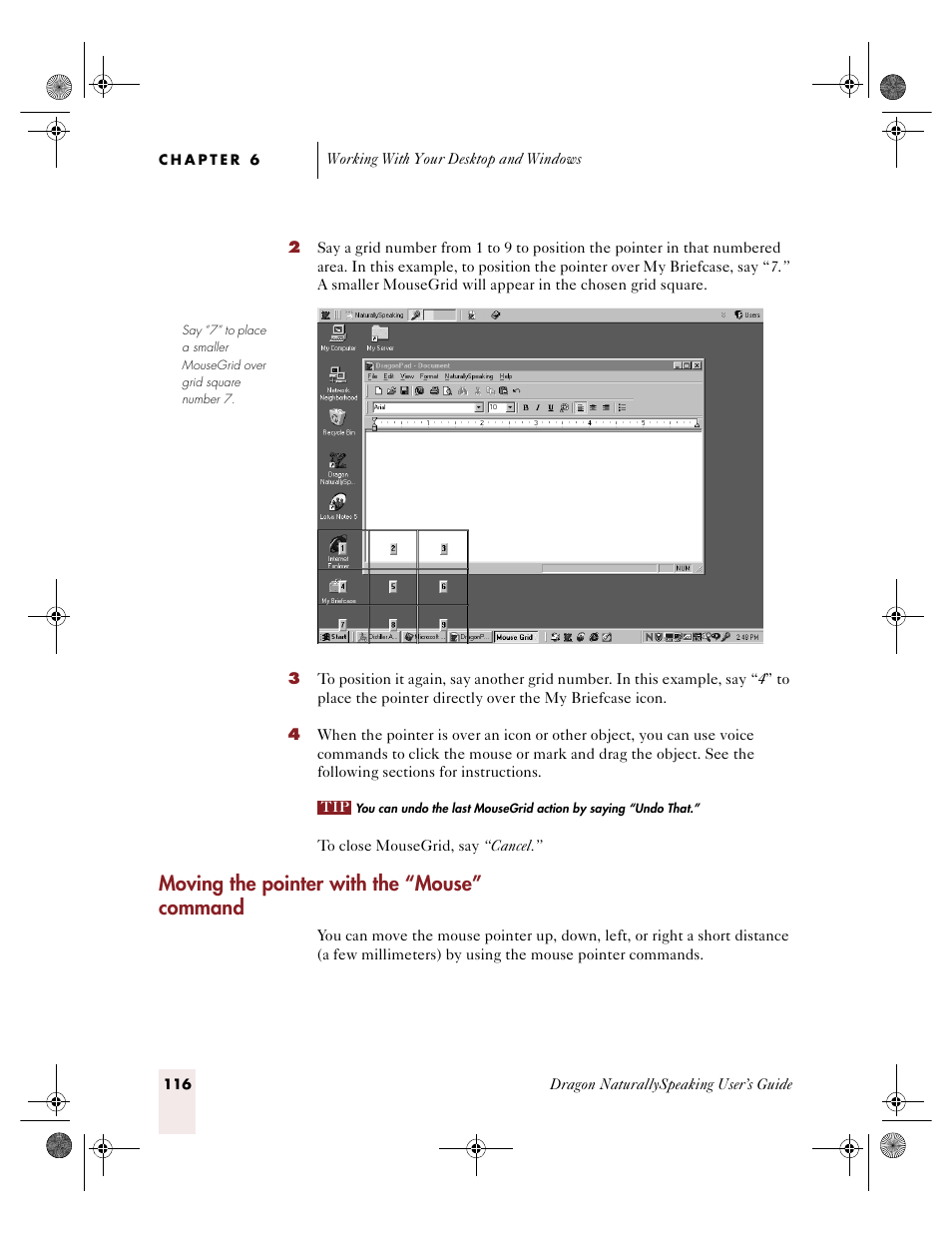 Moving the pointer with the “mouse” command | Sony ICD-R100VTP User Manual | Page 122 / 222