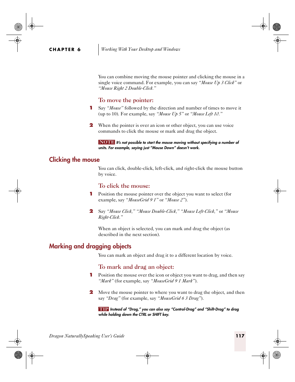 Clicking the mouse, Marking and dragging objects | Sony ICD-R100VTP User Manual | Page 123 / 222