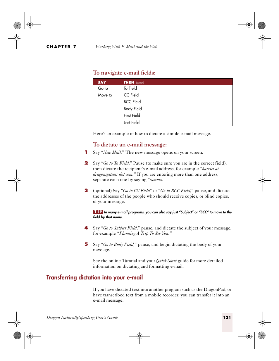 Transferring dictation into your e-mail | Sony ICD-R100VTP User Manual | Page 127 / 222