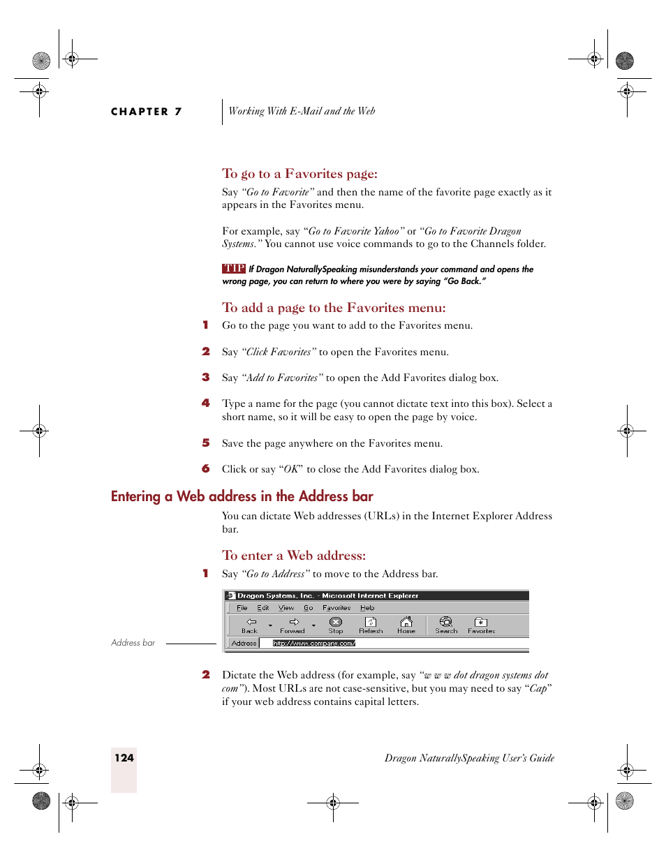 Entering a web address in the address bar | Sony ICD-R100VTP User Manual | Page 130 / 222