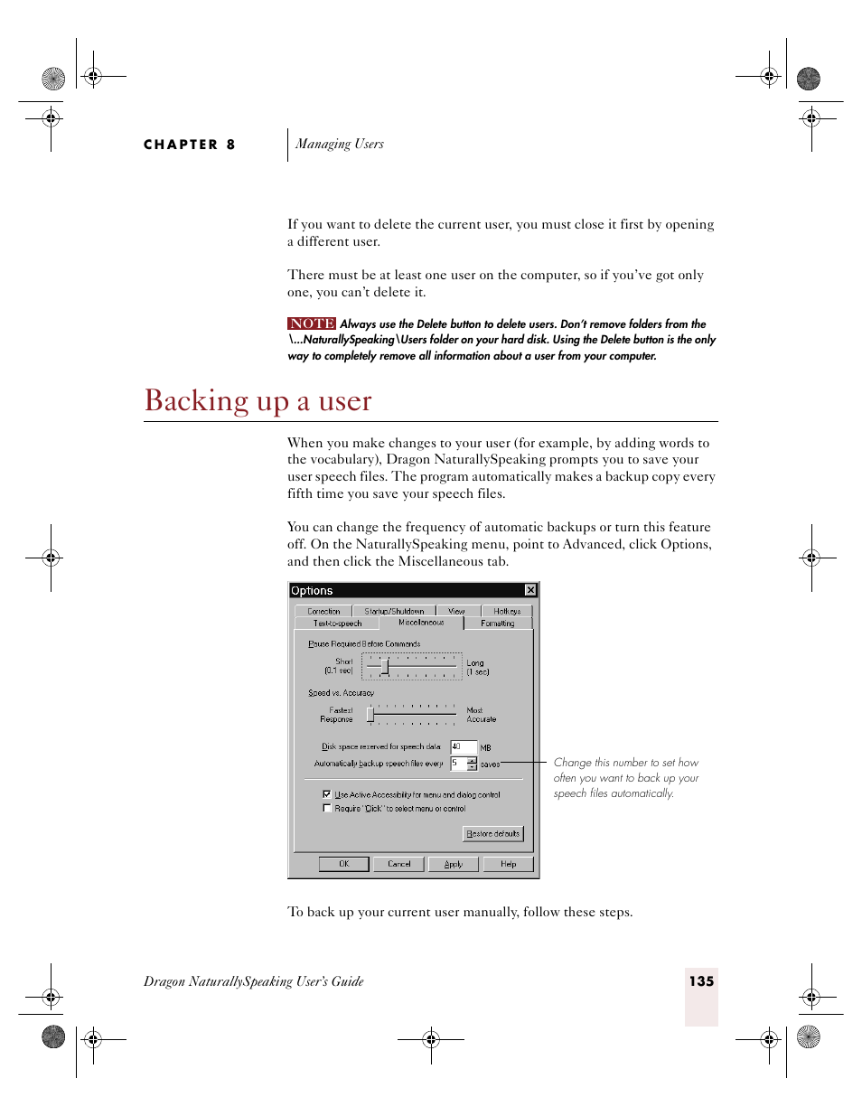 Backing up a user | Sony ICD-R100VTP User Manual | Page 141 / 222