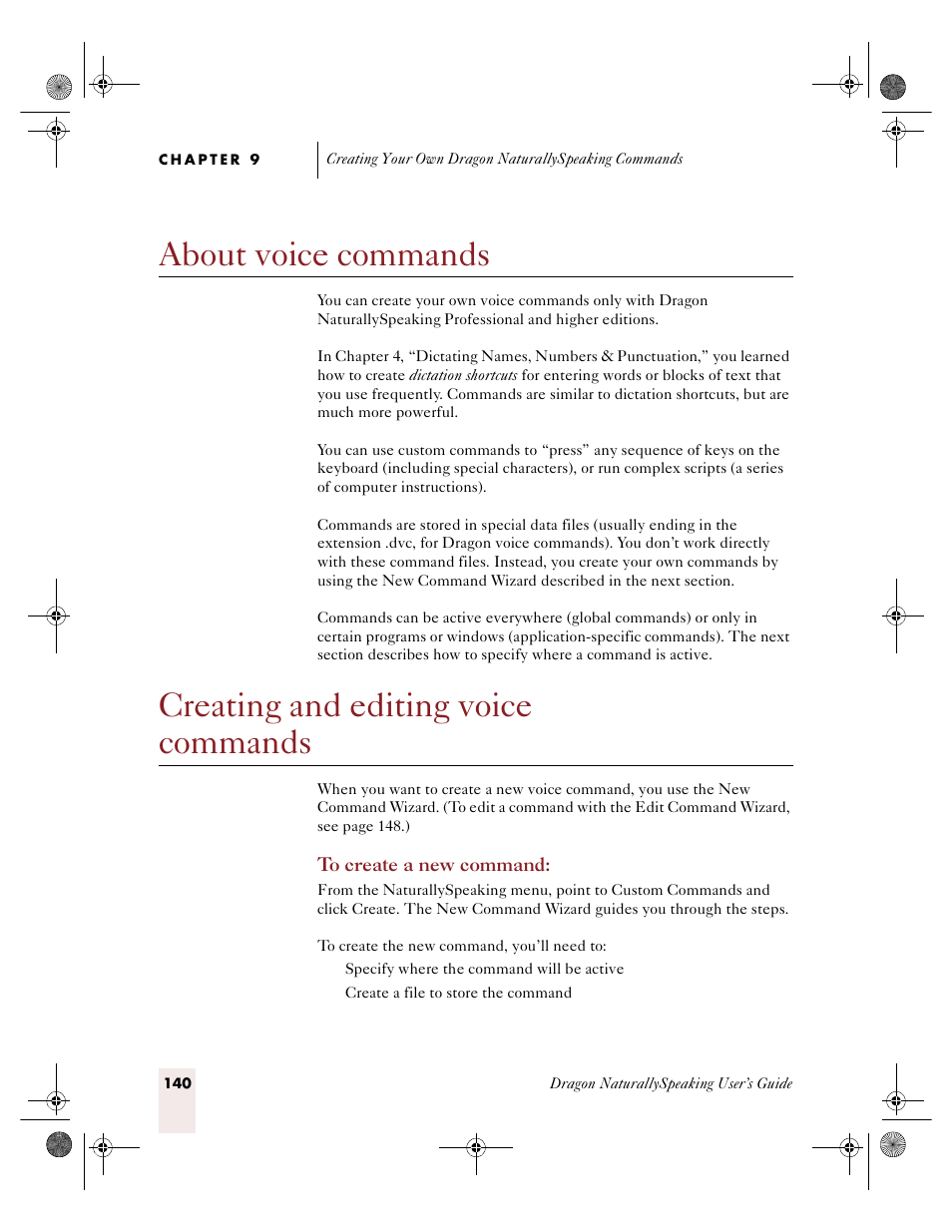 About voice commands, Creating and editing voice commands, E “creating and editing voice command | Sony ICD-R100VTP User Manual | Page 146 / 222