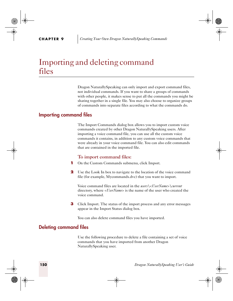 Importing and deleting command files, Importing command files, Deleting command files | Sony ICD-R100VTP User Manual | Page 156 / 222