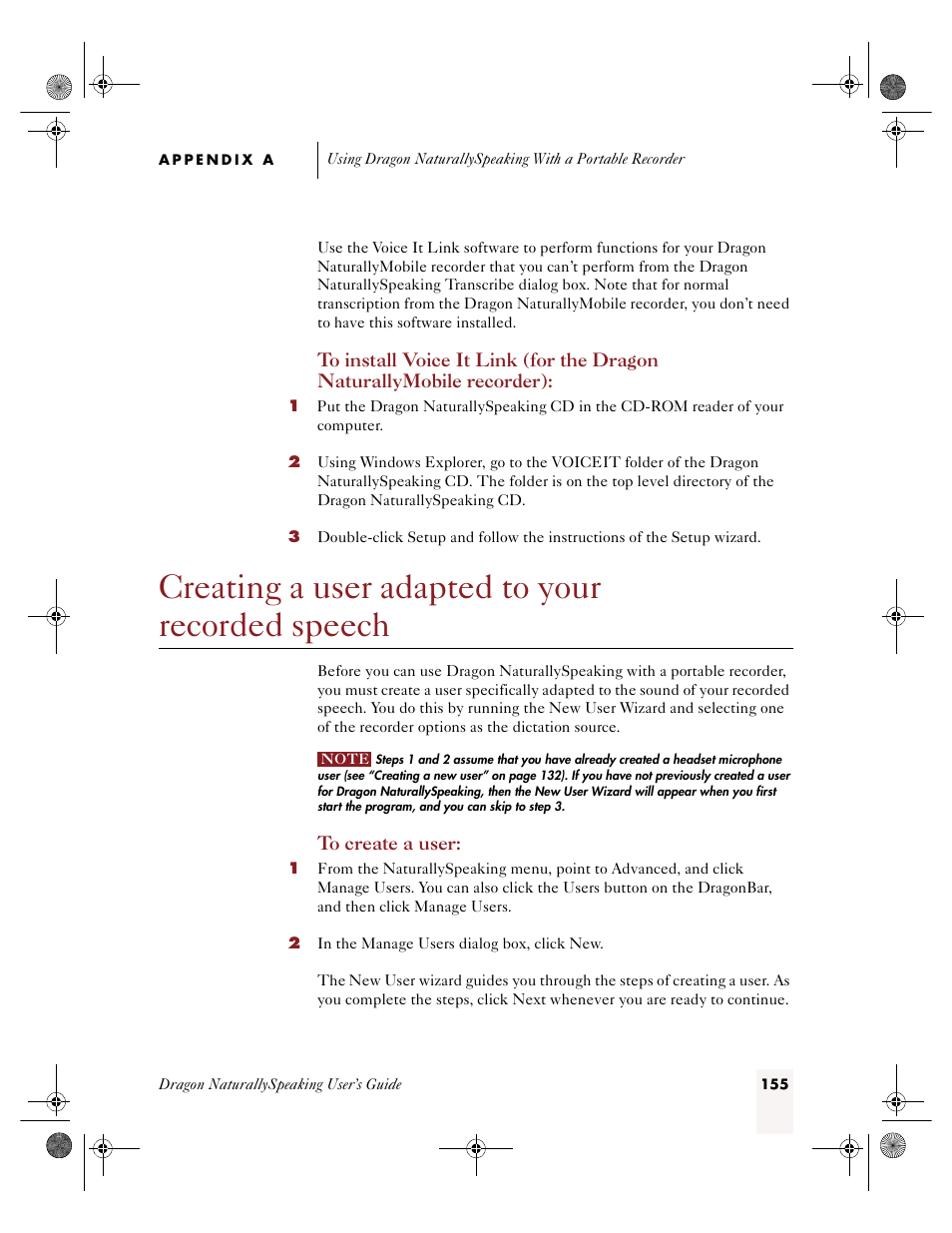 Creating a user adapted to your recorded speech | Sony ICD-R100VTP User Manual | Page 161 / 222