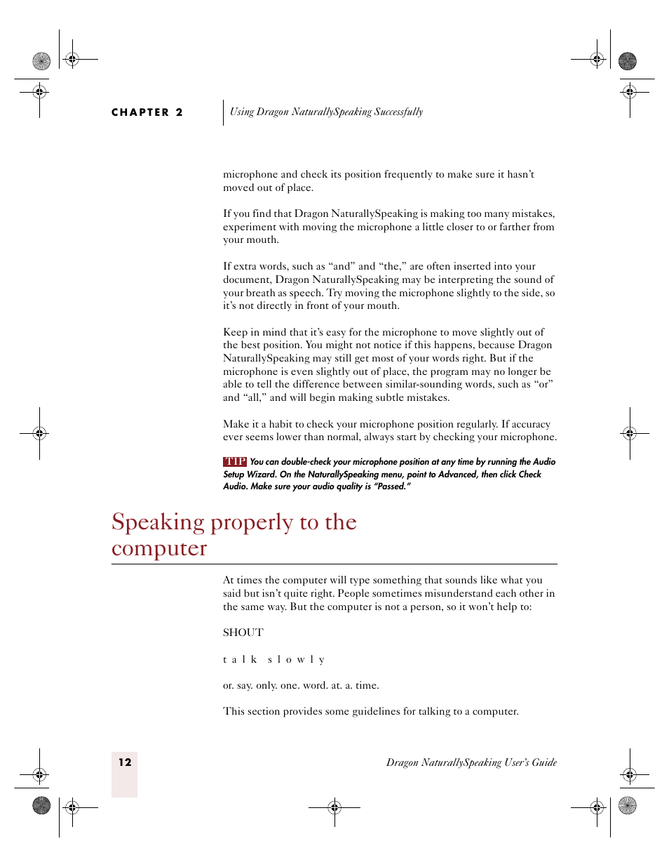 Speaking properly to the computer | Sony ICD-R100VTP User Manual | Page 18 / 222