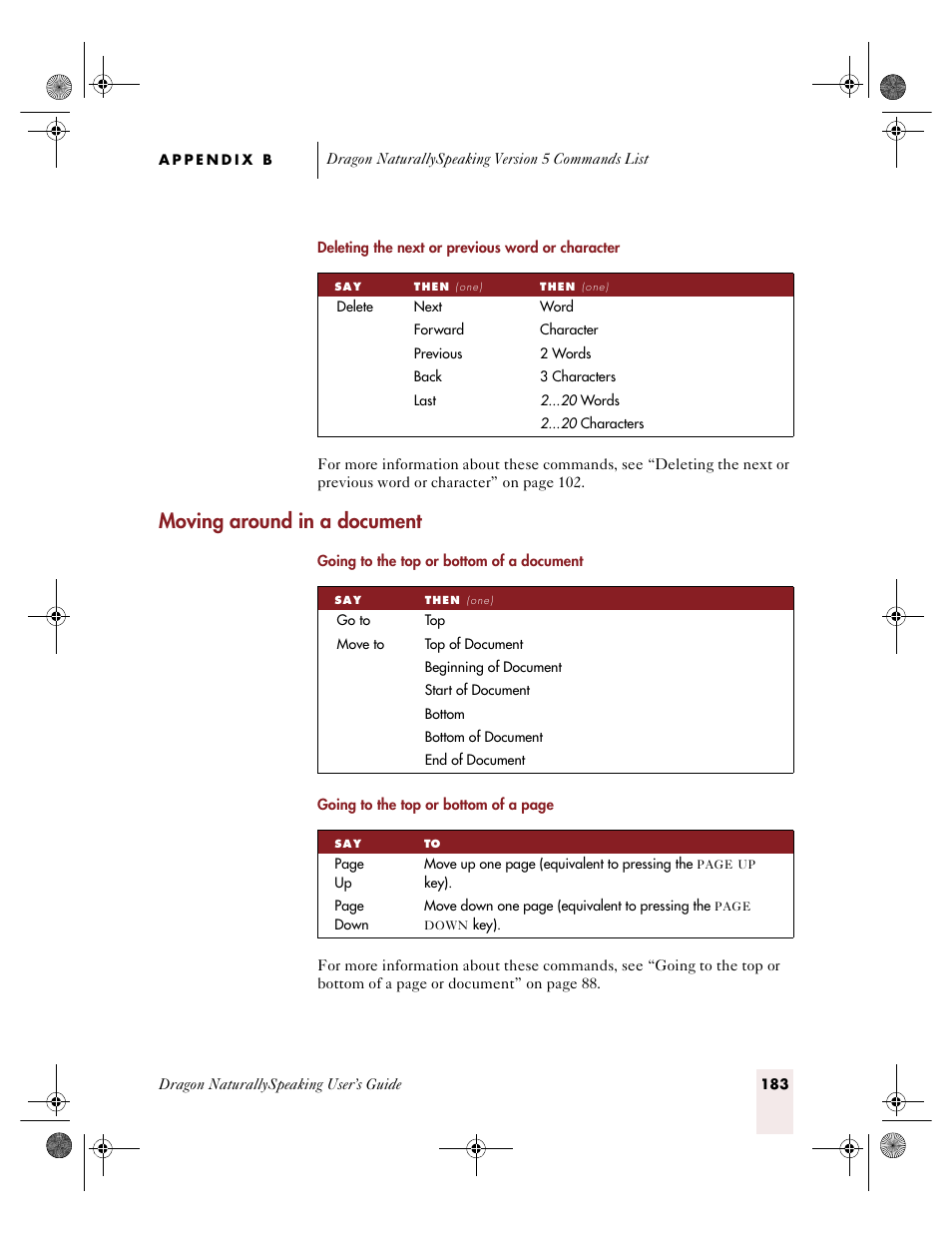 Moving around in a document | Sony ICD-R100VTP User Manual | Page 189 / 222