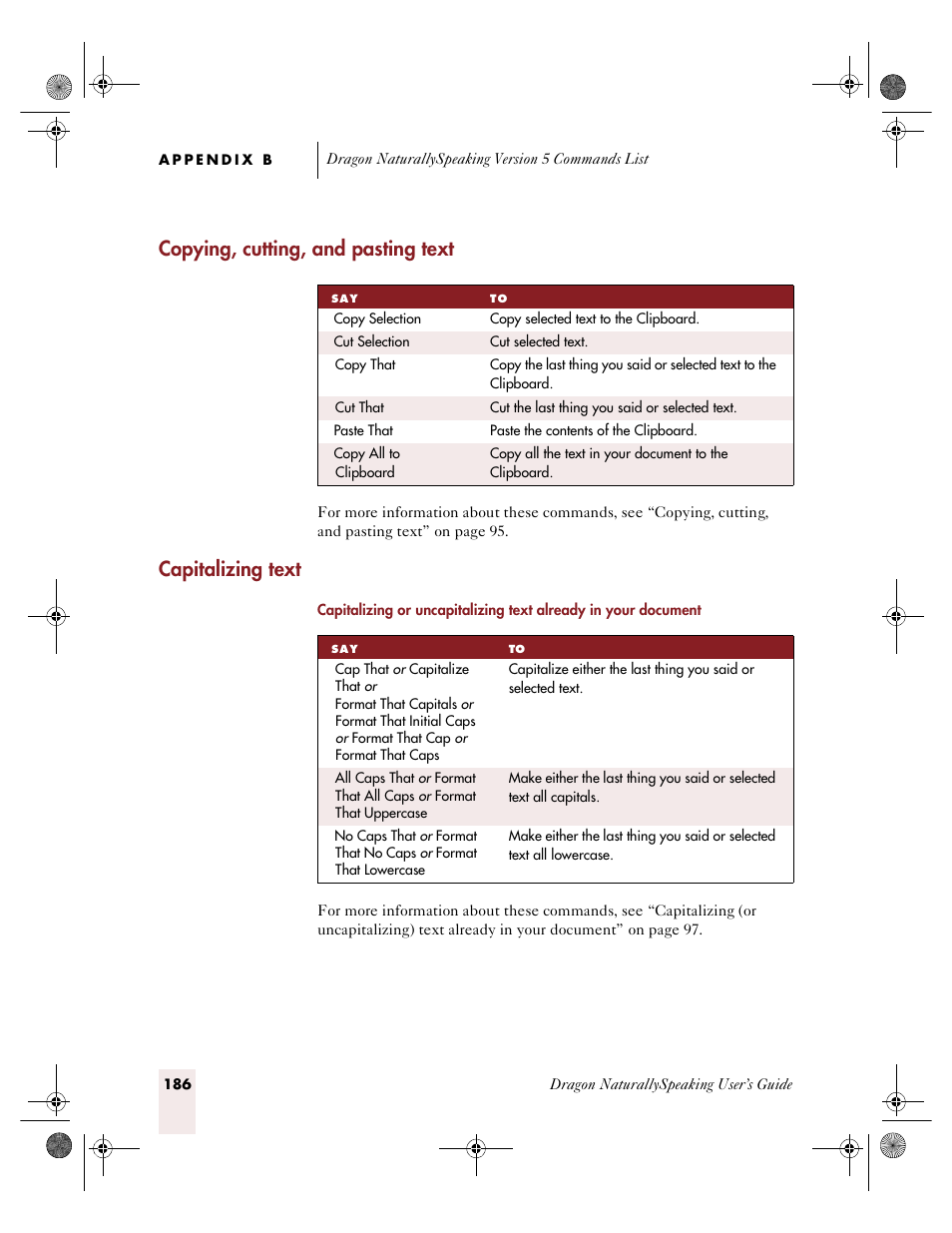 Copying, cutting, and pasting text, Capitalizing text | Sony ICD-R100VTP User Manual | Page 192 / 222