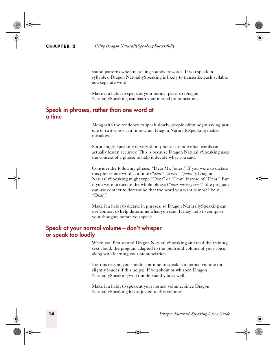 Speak in phrases, rather than one word at a time | Sony ICD-R100VTP User Manual | Page 20 / 222