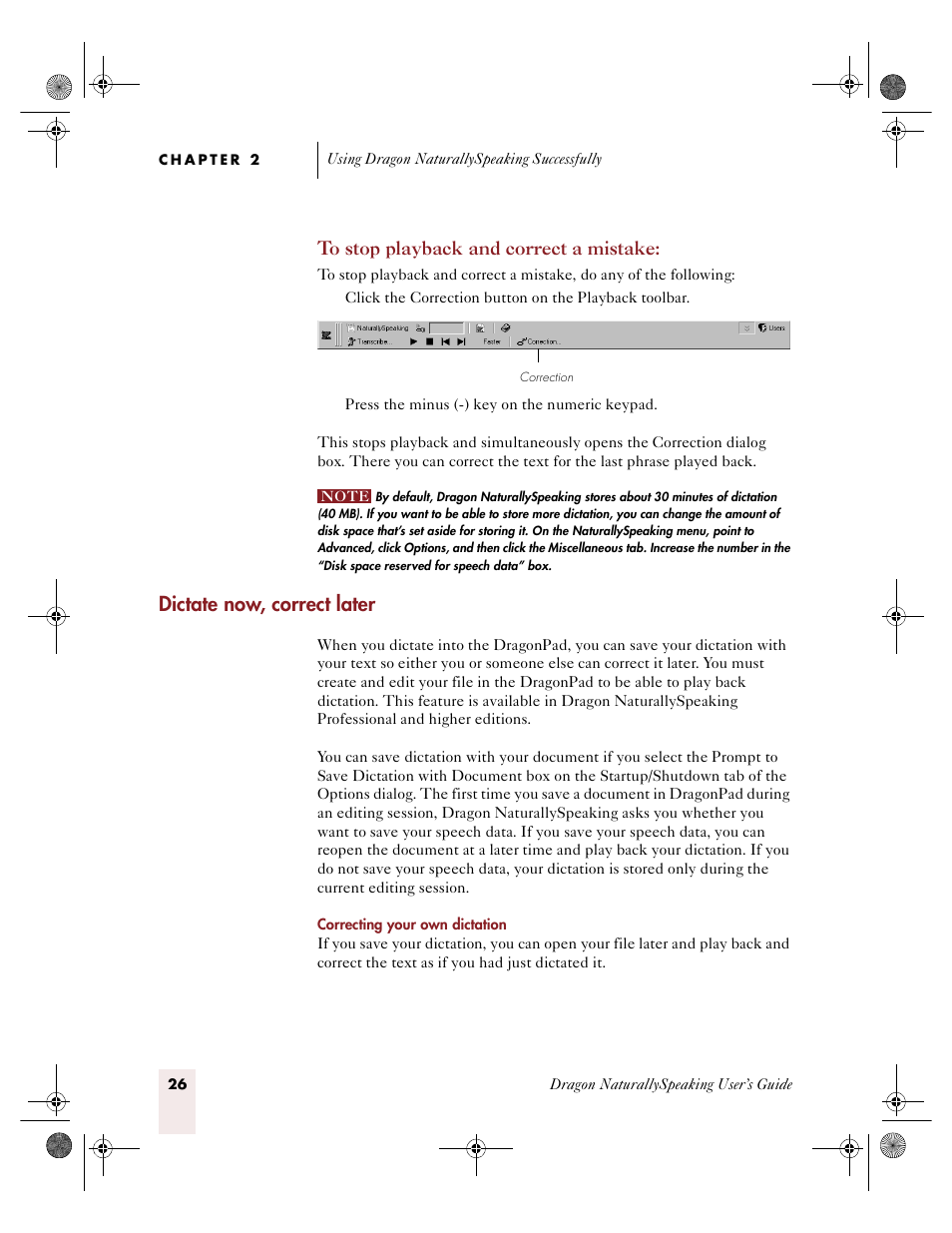 Dictate now, correct late, Dictate now, correct later, Ge 26 | Sony ICD-R100VTP User Manual | Page 32 / 222