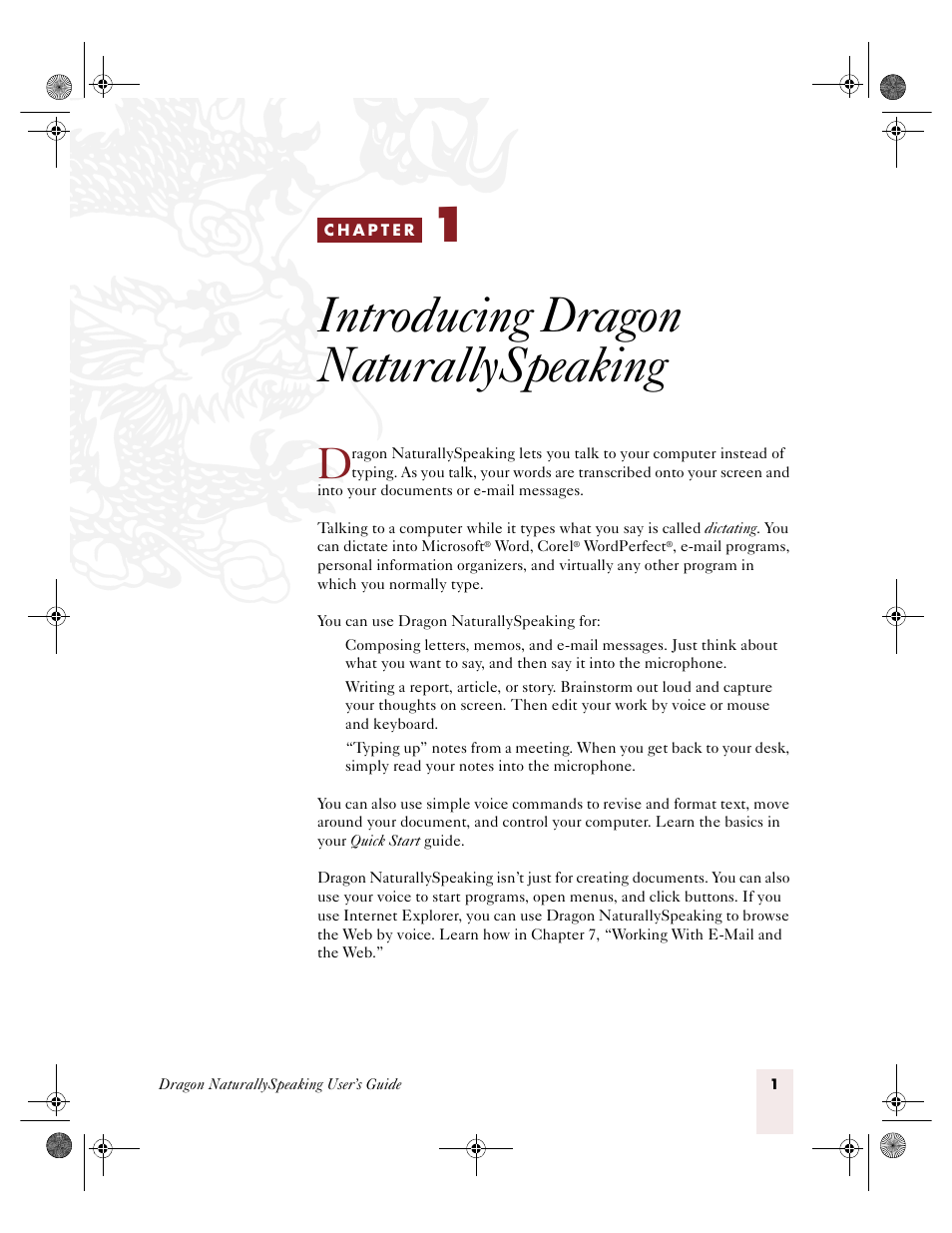 Introducing dragon naturallyspeaking, C h a p t e r 1 | Sony ICD-R100VTP User Manual | Page 7 / 222