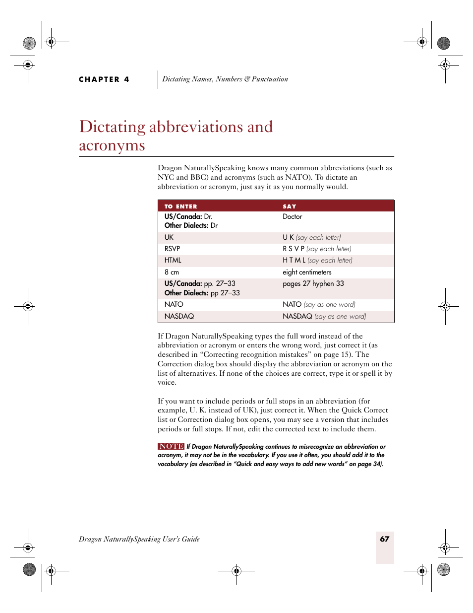 Dictating abbreviations and acronyms | Sony ICD-R100VTP User Manual | Page 73 / 222