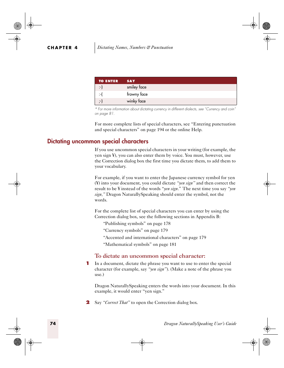 Dictating uncommon special characters | Sony ICD-R100VTP User Manual | Page 80 / 222