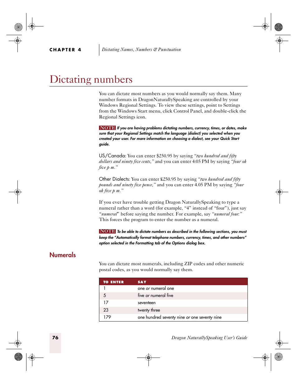 Dictating numbers, Numerals | Sony ICD-R100VTP User Manual | Page 82 / 222