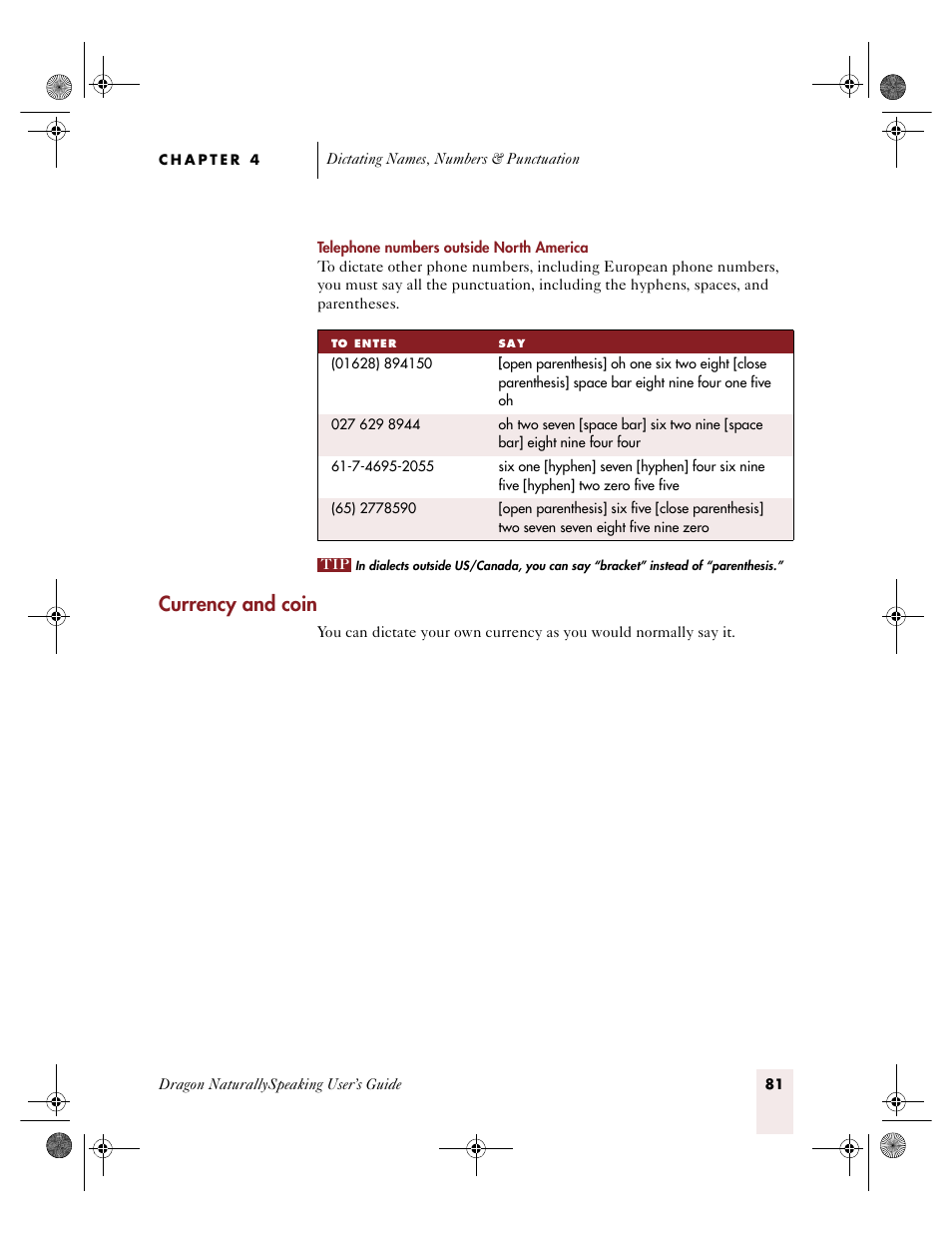 See “currency and co, E 81, Currency and coin | Sony ICD-R100VTP User Manual | Page 87 / 222