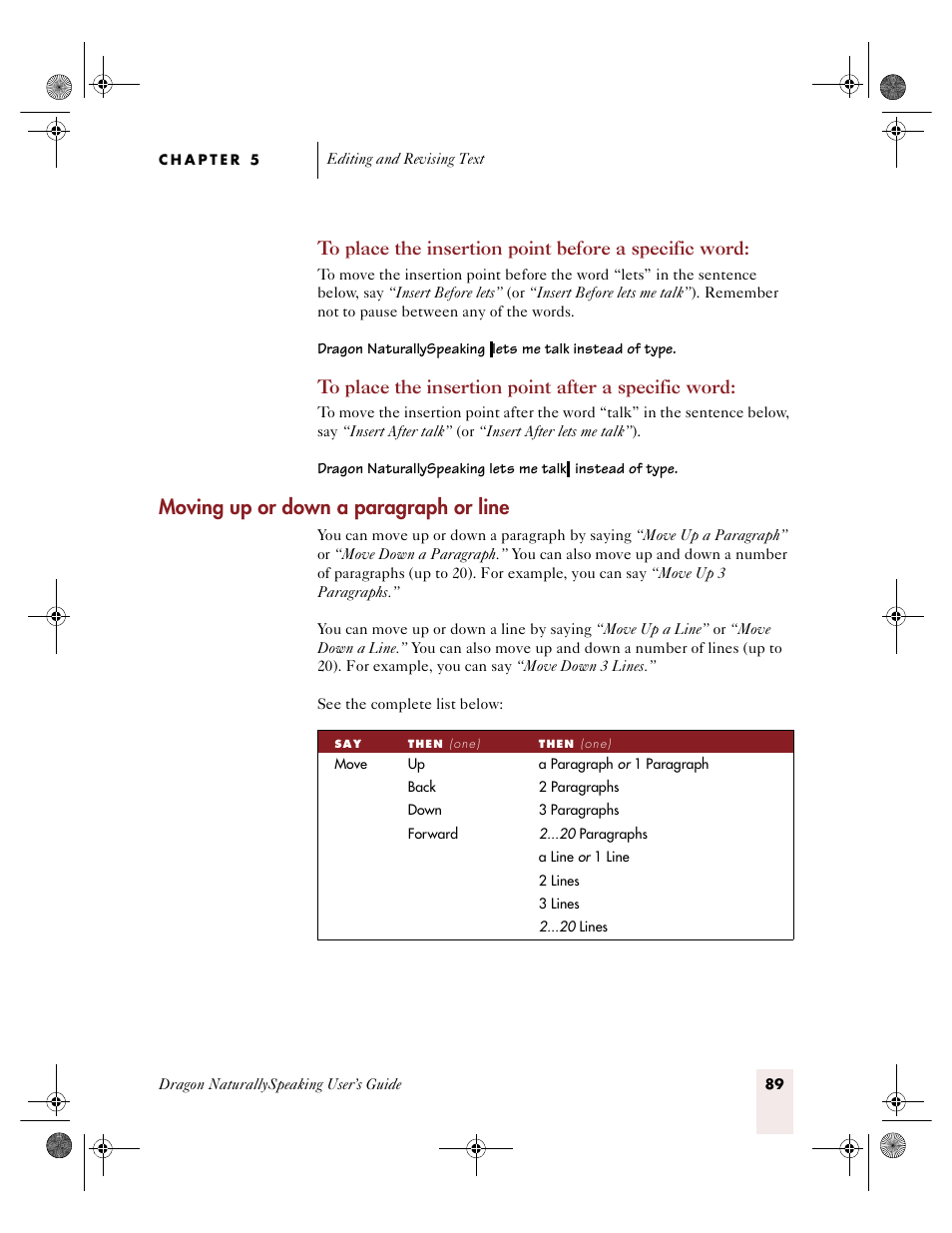 Moving up or down a paragraph or line | Sony ICD-R100VTP User Manual | Page 95 / 222