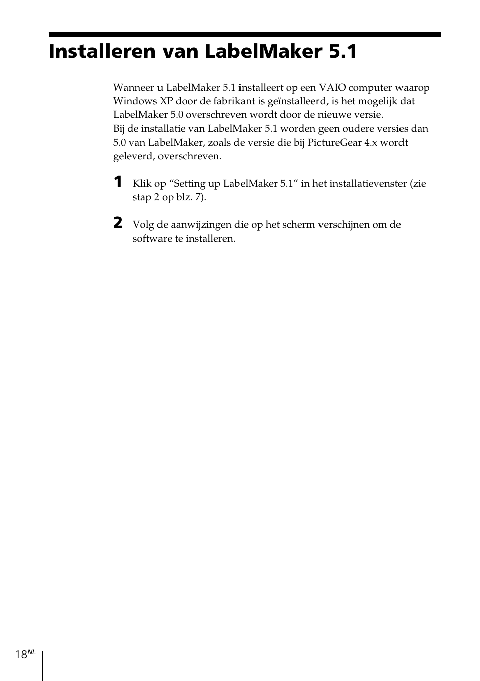 Installeren van labelmaker 5.1 | Sony MDS-PC3 User Manual | Page 130 / 254