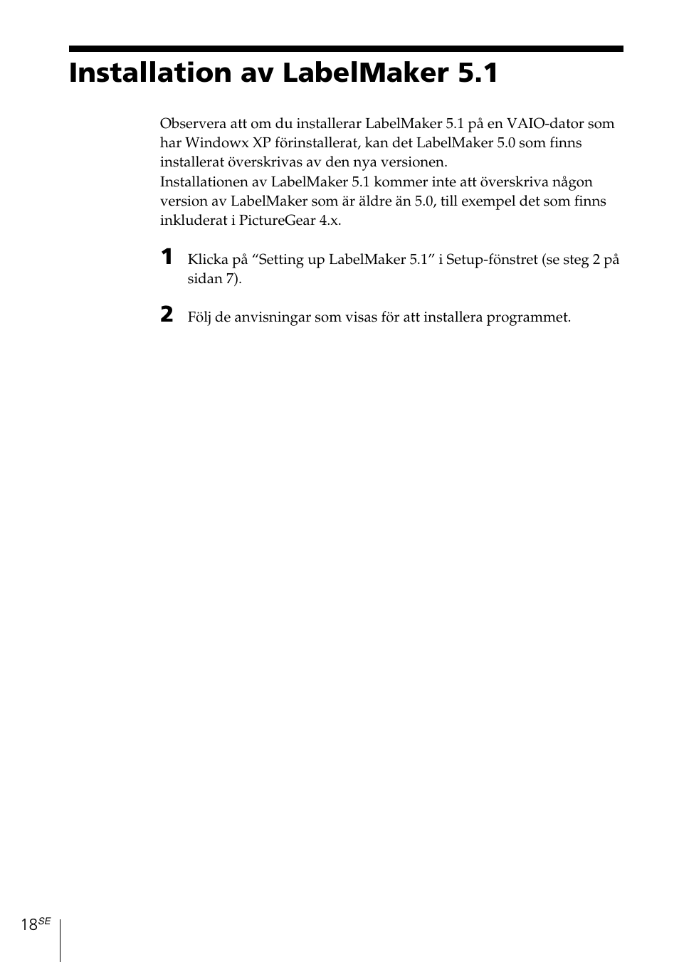 Installation av labelmaker 5.1 | Sony MDS-PC3 User Manual | Page 158 / 254