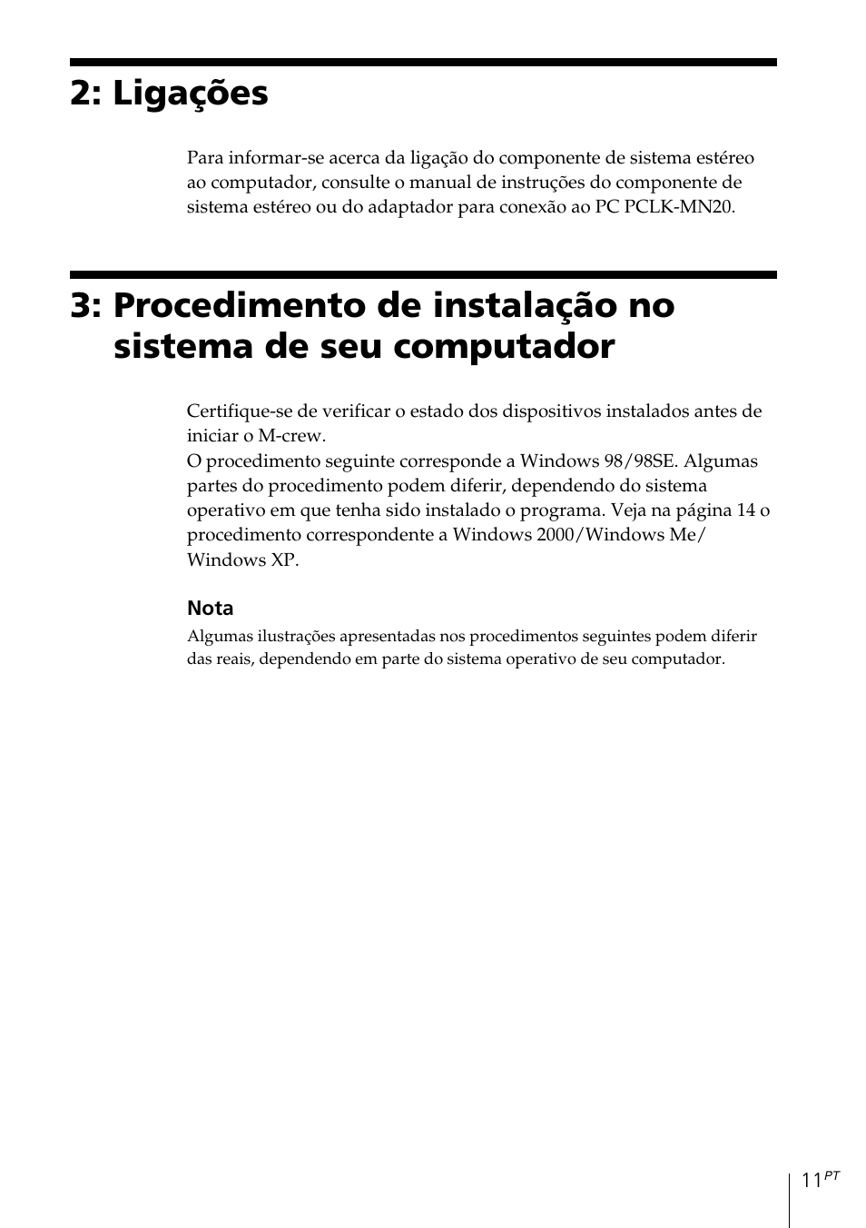 Ligações | Sony MDS-PC3 User Manual | Page 207 / 254