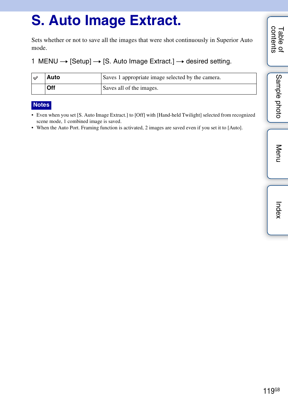S. auto image extract | Sony NEX-F3 User Manual | Page 119 / 206