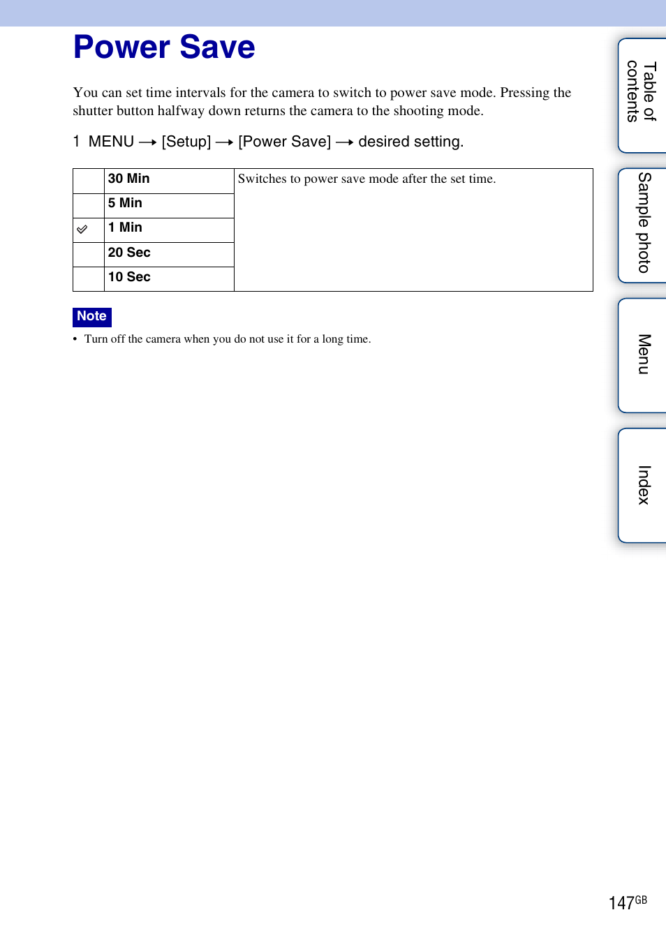 Power save | Sony NEX-F3 User Manual | Page 147 / 206