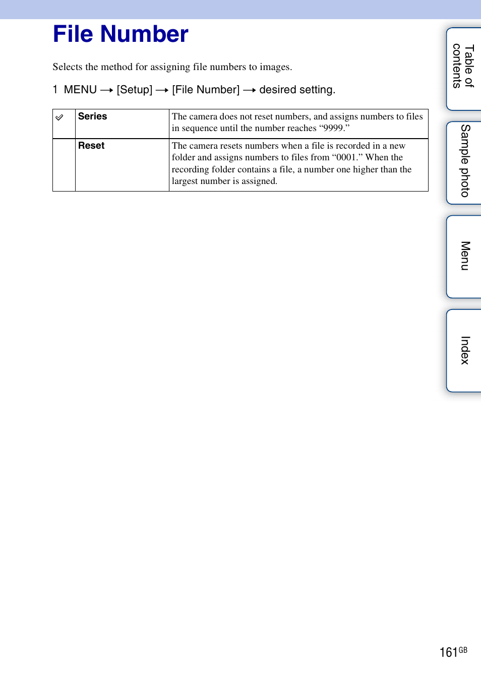 File number | Sony NEX-F3 User Manual | Page 161 / 206