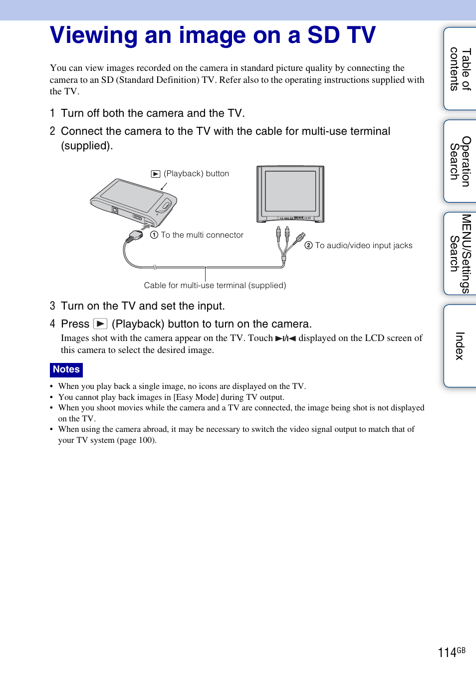 Viewing an image on a sd tv | Sony DSC-TX1 User Manual | Page 114 / 150