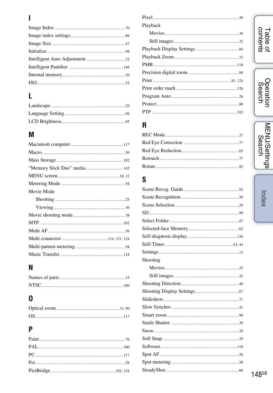 Sony DSC-TX1 User Manual | Page 148 / 150