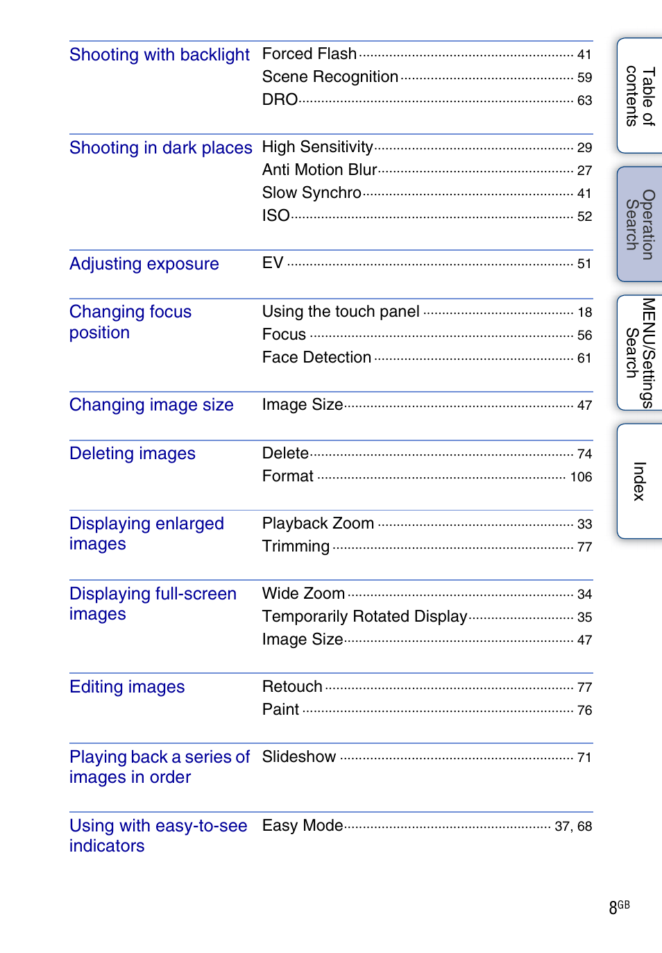 Sony DSC-TX1 User Manual | Page 8 / 150