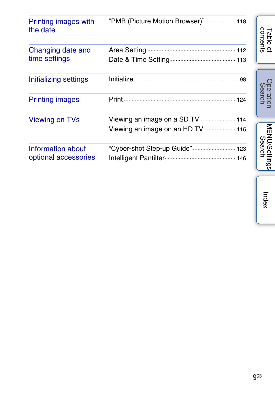 Sony DSC-TX1 User Manual | Page 9 / 150