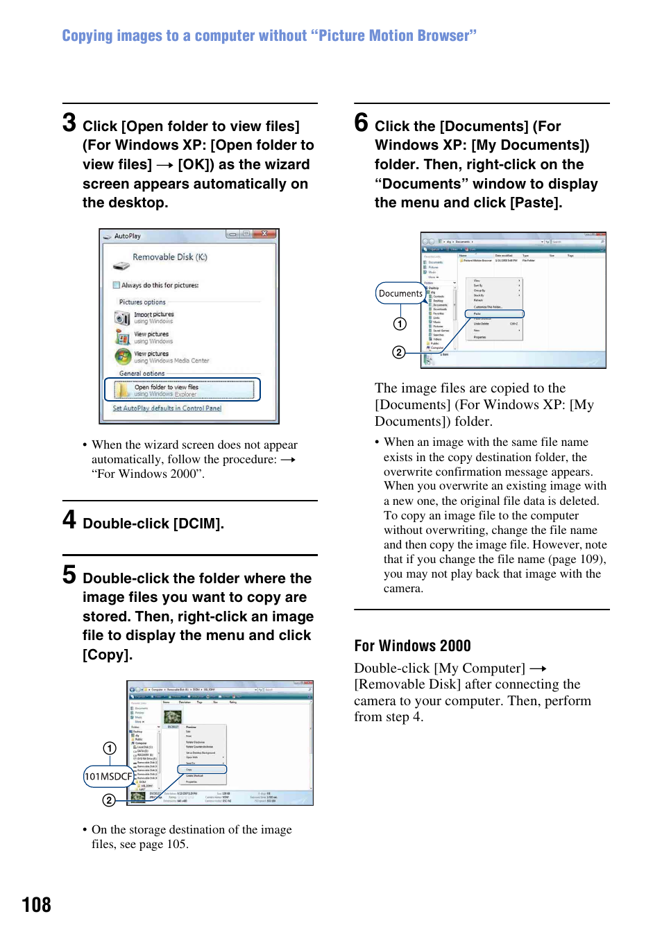 108 w | Sony DSC-W300 User Manual | Page 108 / 145