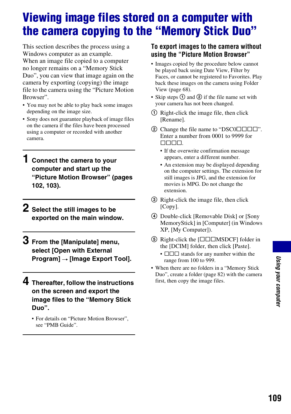 Sony DSC-W300 User Manual | Page 109 / 145