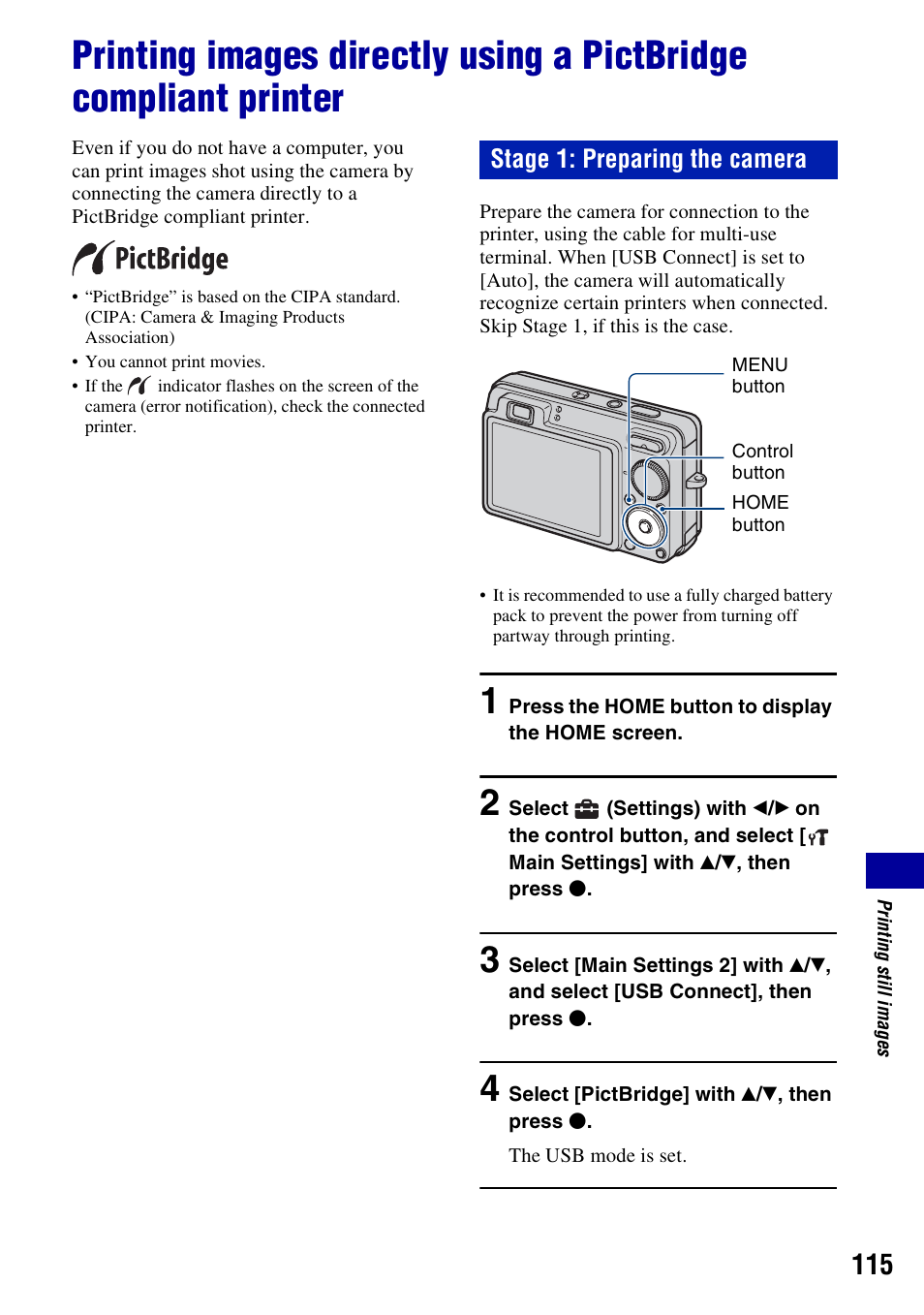 Stage 1: preparing the camera | Sony DSC-W300 User Manual | Page 115 / 145