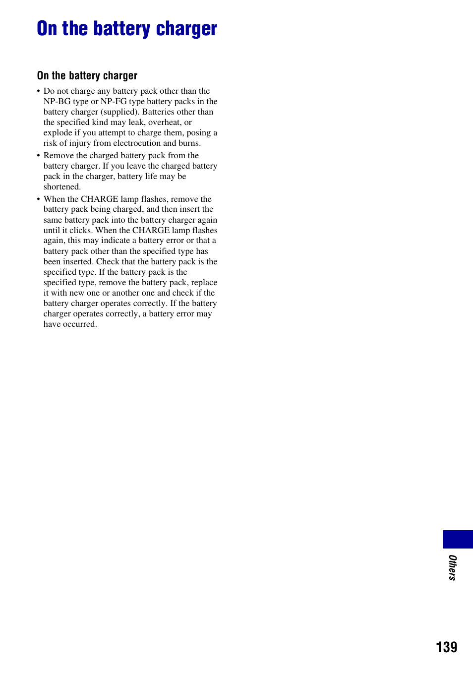 On the battery charger | Sony DSC-W300 User Manual | Page 139 / 145