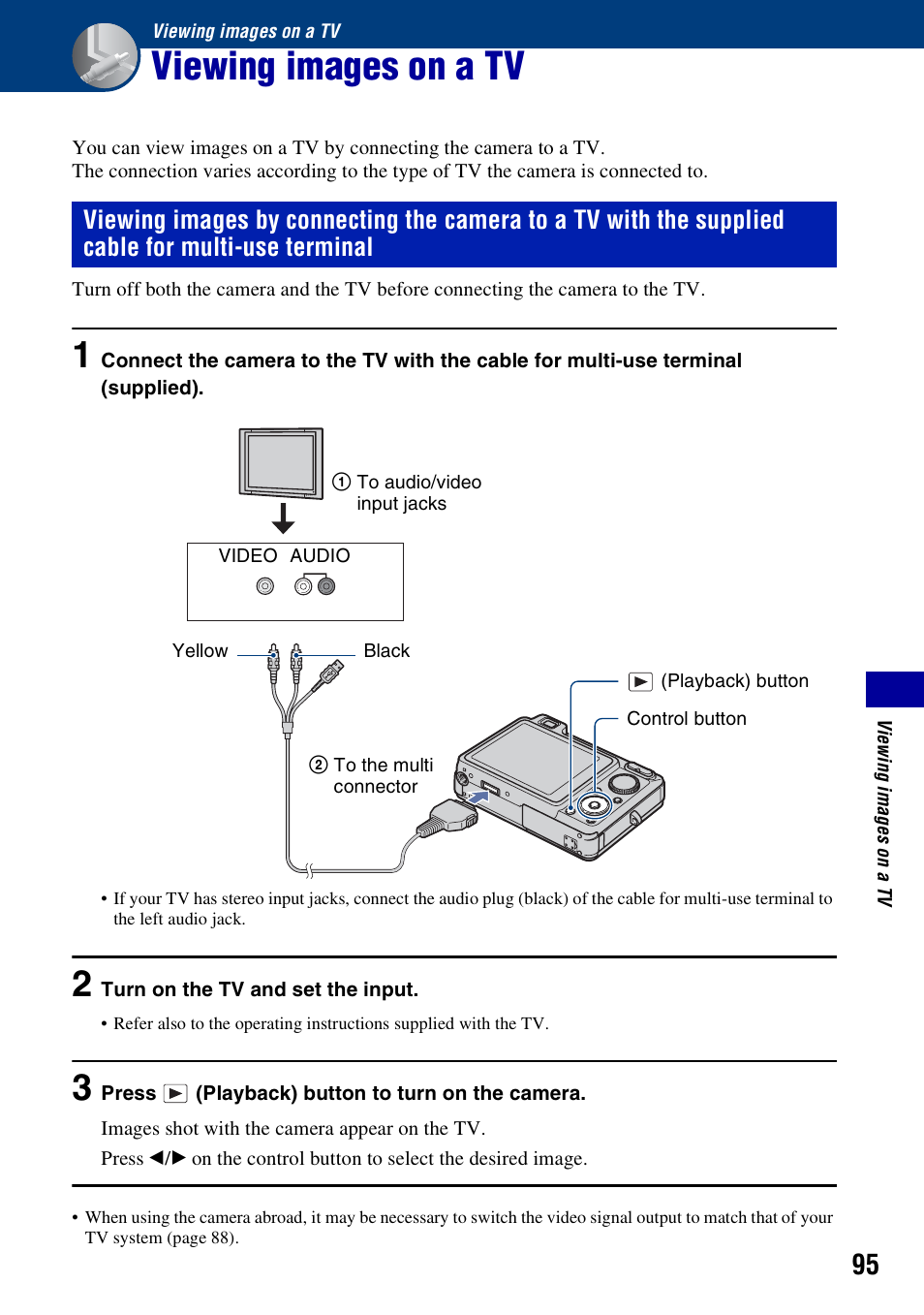 Viewing images on a tv | Sony DSC-W300 User Manual | Page 95 / 145
