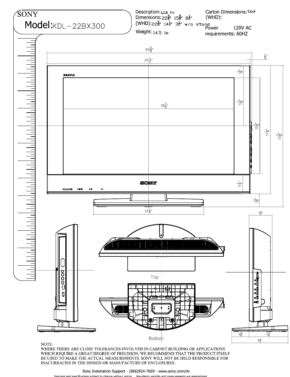 Sony KDL-22BX300 User Manual | 2 pages