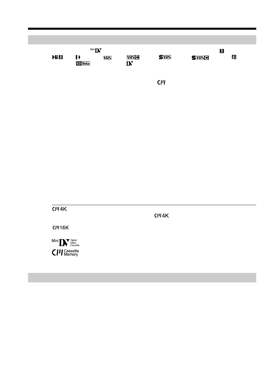 Additional information, Usable cassettes | Sony DCR-TRV20 User Manual | Page 124 / 152