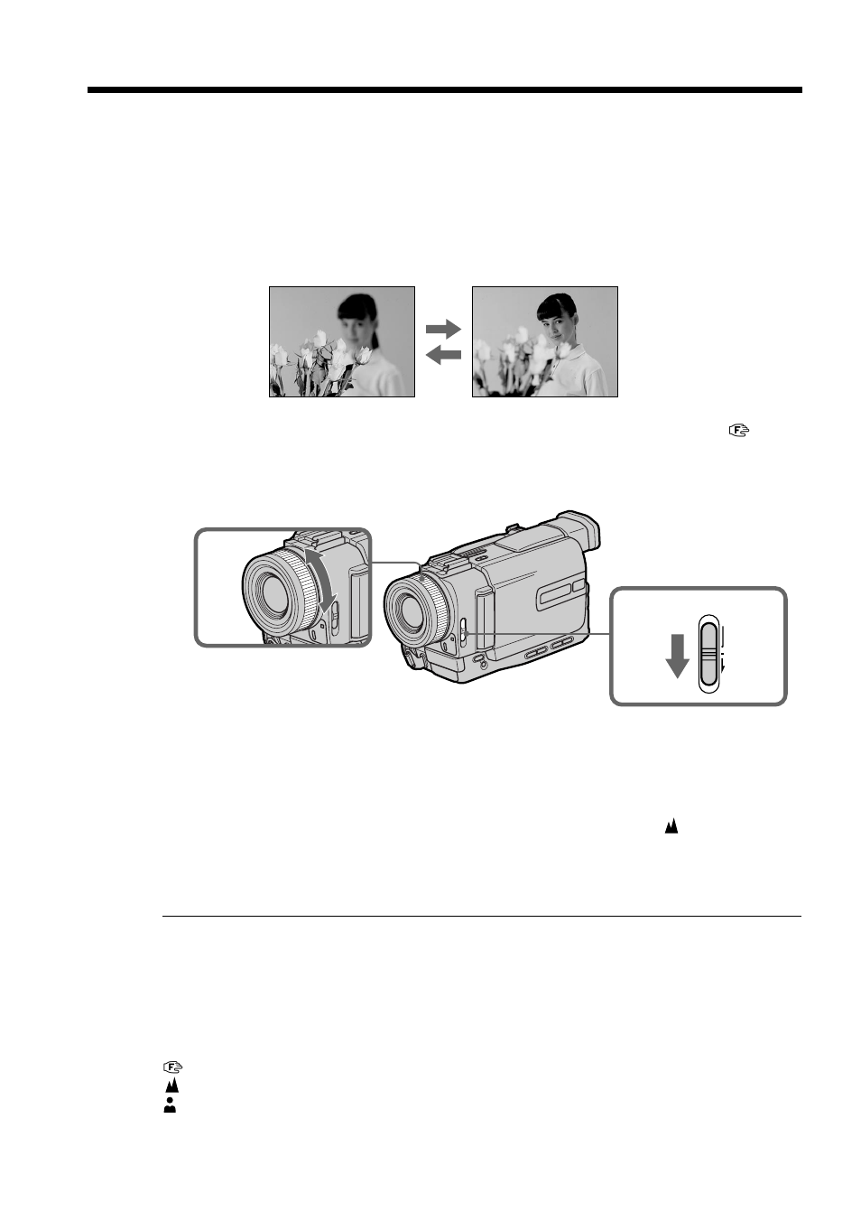 Focusing manually | Sony DCR-TRV20 User Manual | Page 44 / 152