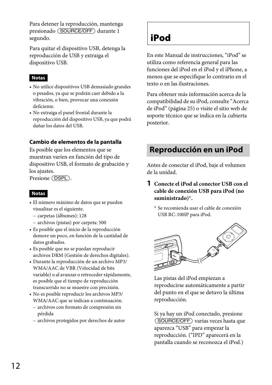 Ipod, Reproducción en un ipod | Sony CDX-GT56UI User Manual | Page 40 / 60